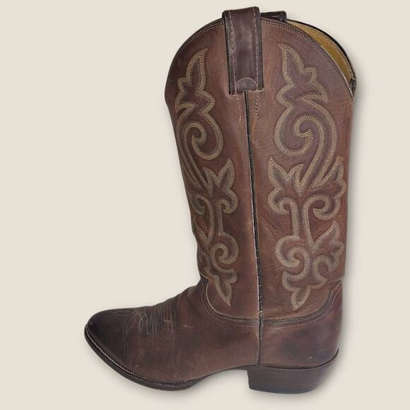 Justin Mens boots Sz 9D Buck Brown Round Toe Western Boots 2253 Comfort Cushion - Picture 4 of 14